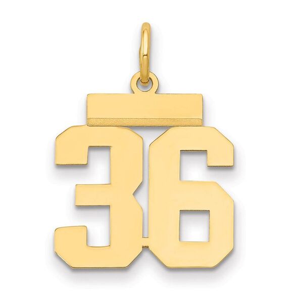 14k Yellow Gold, Athletic Collection, Small Polished Number...